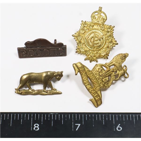 #572 WW1 WW2 LOT 4 CANADIAN COLLAR BADGES INC
