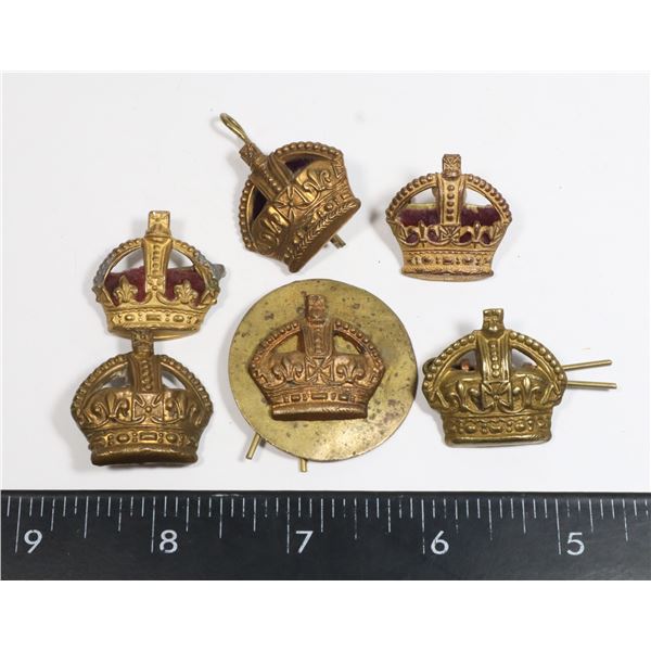 #592 6 WW1 WW2 BRITISH CROWN RANK INSIGNIA