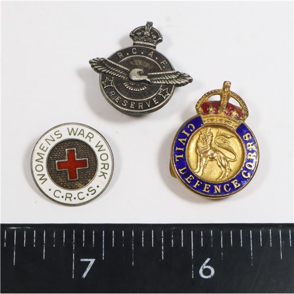 #597 LOT OF 3 BRITISH CANADIAN WW2 PINS INCLUDING