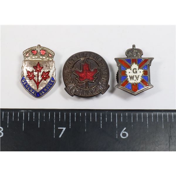 #602 3 WW1 WW2 CANADIAN PINS GREAT WAR VETERANS