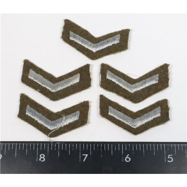 #722  LOT OF 5 MILITARY RANK CHEVRON INSIGNIA FOR