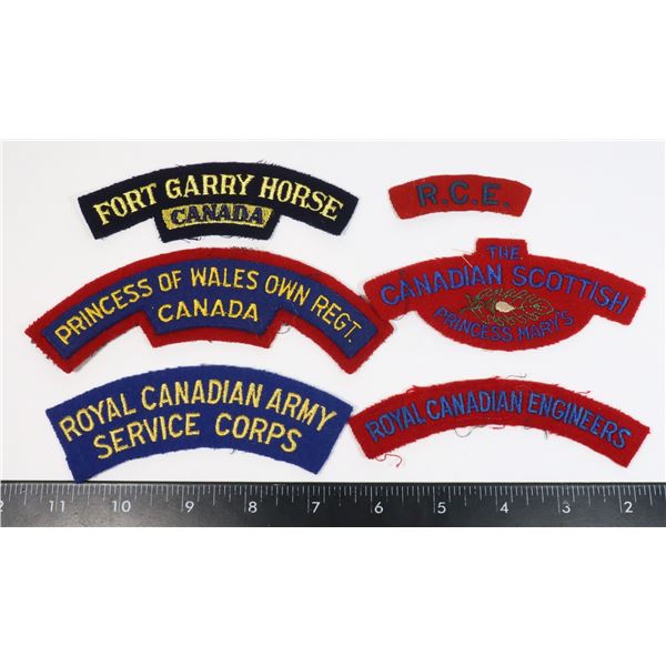 #735  1950'S  5 CANADIAN MILITARY SHOULDER TITLES