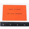 Image 1 : #774 WW2 COUNTY OF DEVON AIR RAID WARDEN CARD