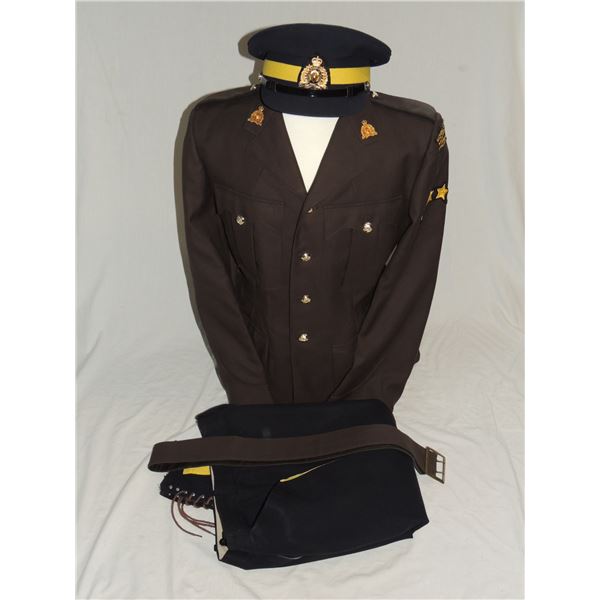 #796 1960'S RCMP UNIFORM BROWN SERGE HAT PANT SET