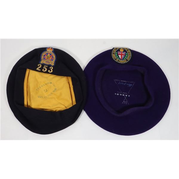 #842 WW2 CANADIAN VETERANS BERET LOT OF 2 INC
