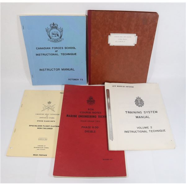 #937 LOT OF 5 CANADIAN MILITARY MANUAL DOCUMENTS
