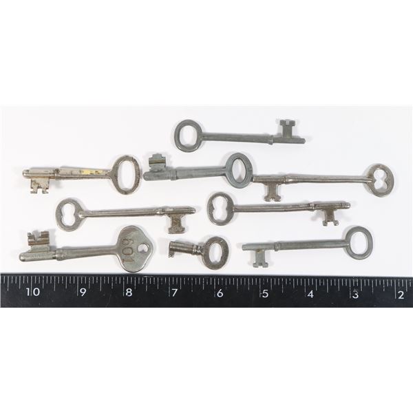#1218 ANTIQUE LOT OF 8 LARGE KEYS VARIOUS DESIGNS