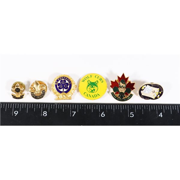 #1226 LOT OF 6 SCOUTING PINS INSIGNIA ASSORTED