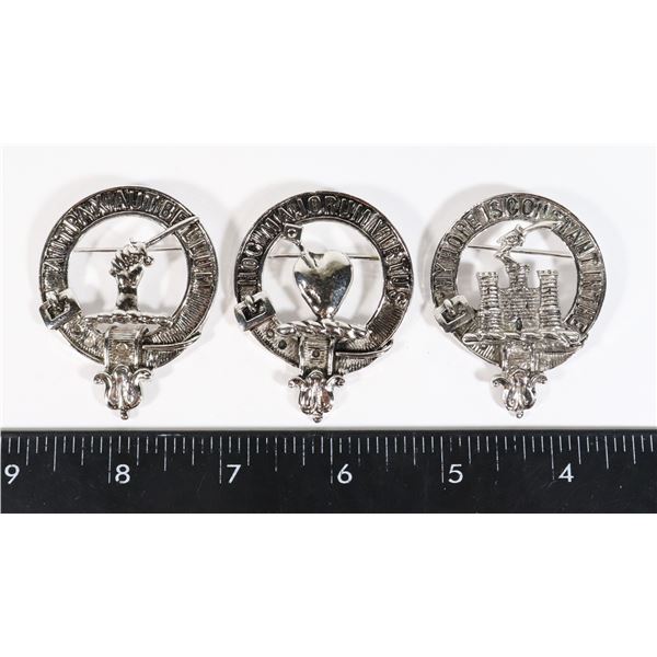 #1239 LOT OF 3 SCOTTISH BROAD PINS GUNN  LOGAN +
