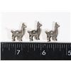 Image 1 : #1257 THREE .800 SILVER LLAMA ALPACA CHARMS FOR