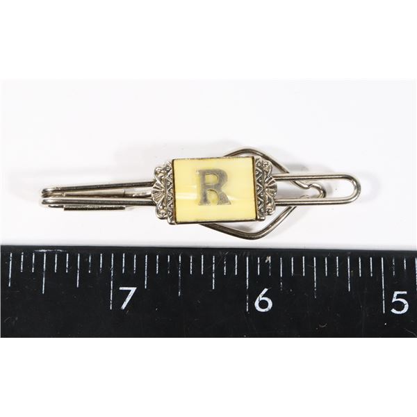 #1264 VINTAGE TIECLIP FASHION INITIAL R DESIGN