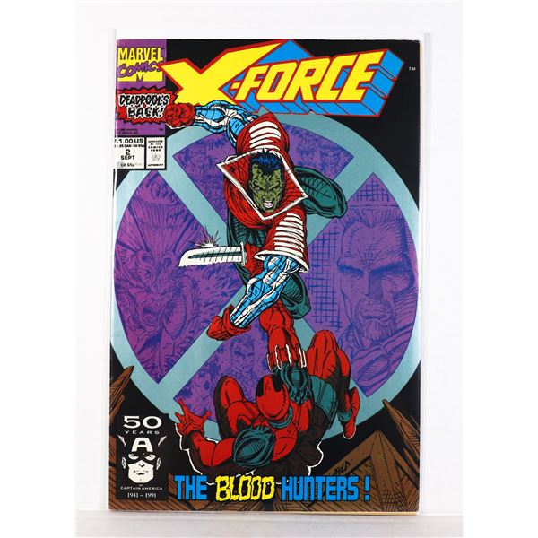 #1421 MARVEL X-FORCE #2 SEPT 1991 2ND DEADPOOL