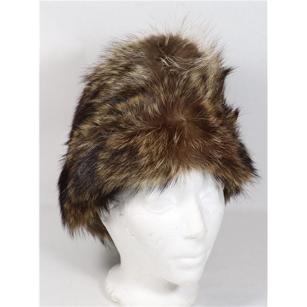 829I WINTERRACCOON FUR HAT POLICE MILITARY LARGE