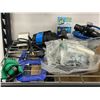Image 2 : Shelf lot of assorted tools, attachments, straps, pipes etc