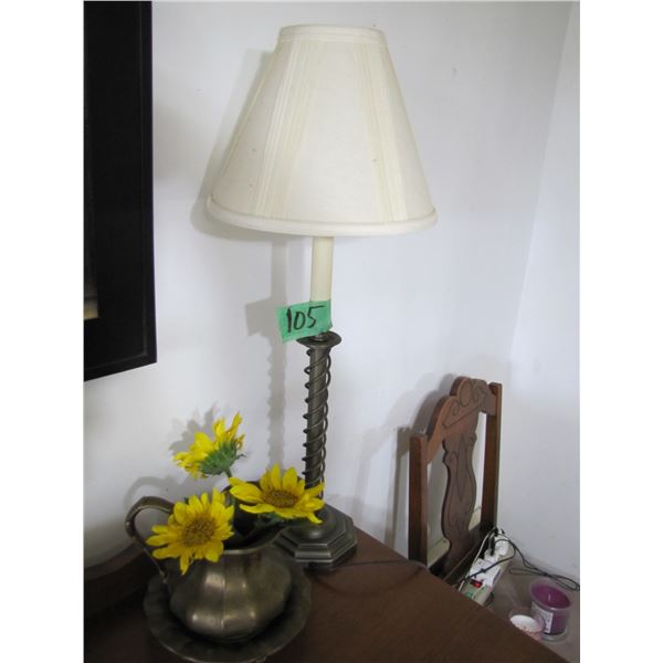 Lamp and decorative metal water pitcher