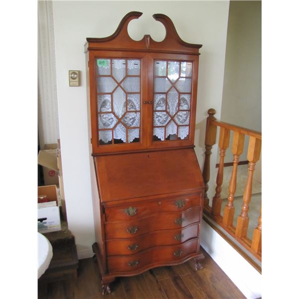 Vintage Walnut Drop Front Secretary Desk