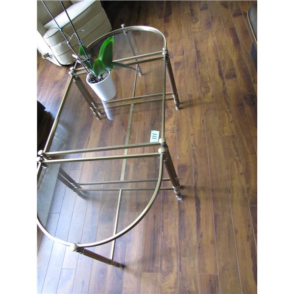 brass and glass coffee table and end tables set