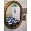 Image 1 : oval wall mirror and 2 framed art work