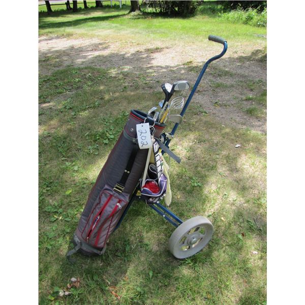 Golf clubs bag and hand cart