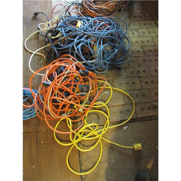 Tub of various extension cords
