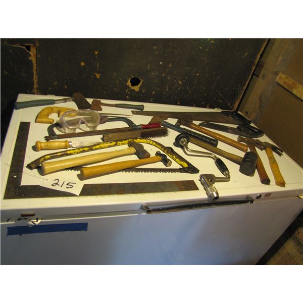 Framing Square, hammers, saws, wire brush ,