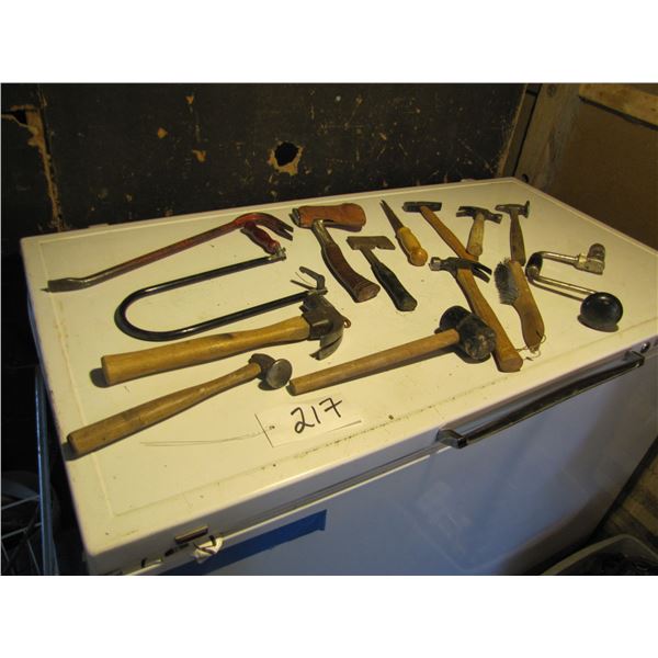 Hammers , crowbar , hatchets, hand drill ,