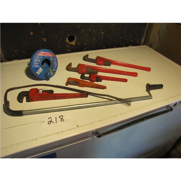 Plumbing equipment, pipe wrenches , sewer snake , tubing cutter, propane torch,