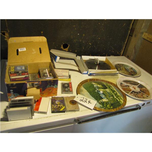 Tapes, trays , power fist 10 inch shop clock