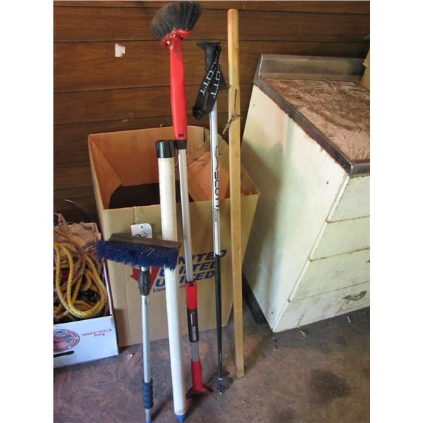 Snow brushes, walking sticks , gasket,