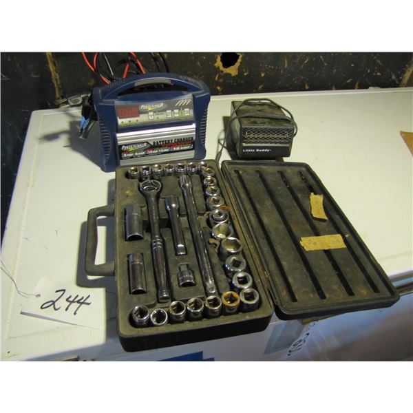 Battery charger, small car heater, socket set
