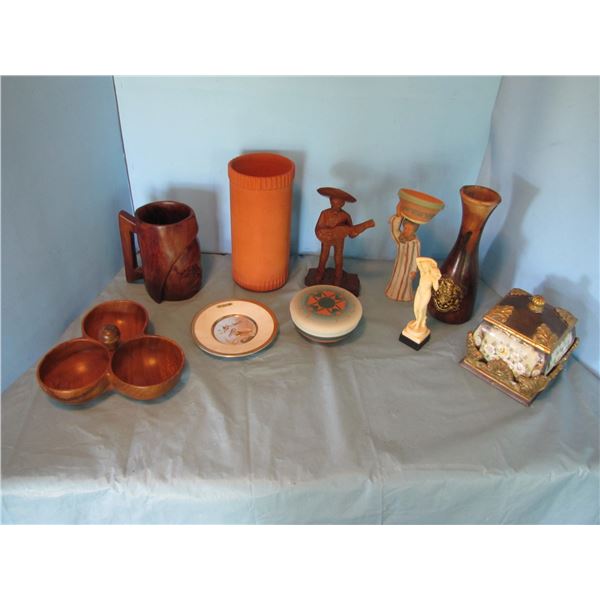 Wood decorations , clay wine chiller, assorted decorative items