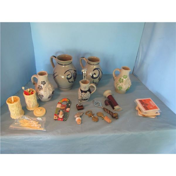original GERZIT stoneware, germany - clay pitchers and assorted barware