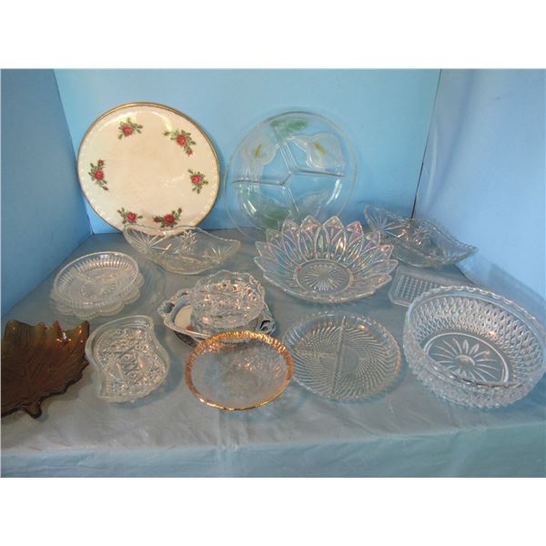Box of serving platters and plates
