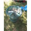 Image 1 : cream can with tin tractor seat attached