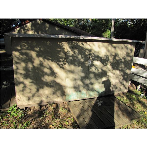 Wood framed storage shed