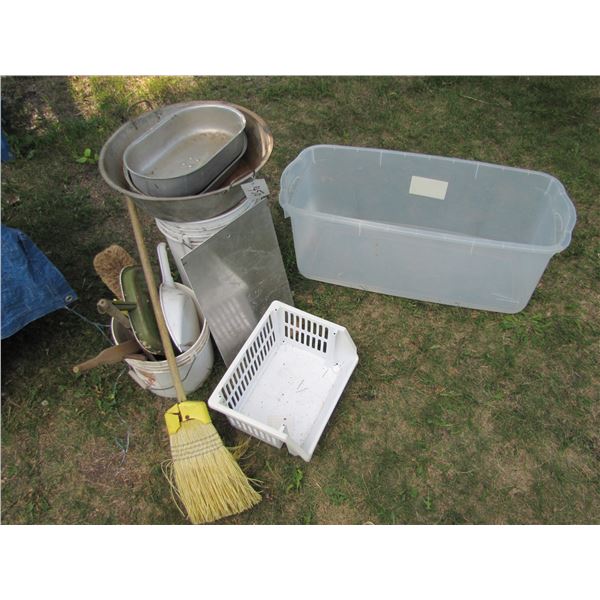 Storeage containers dust pans broom Etcetera