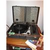 Image 1 : Record player with records and student desk it is sitting on