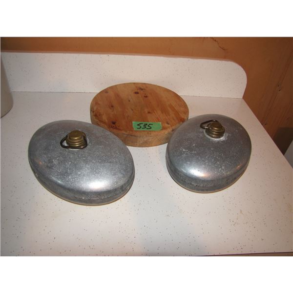 European footwarmers for your bed and round wood chopping block