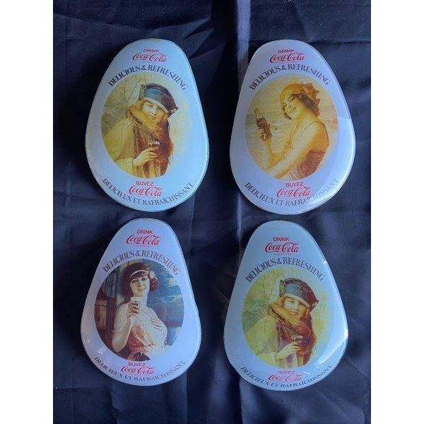 Lot Of 4 Vintage Coca Cola Tiffany Lamp Glass Panels (Lamp Not Included)