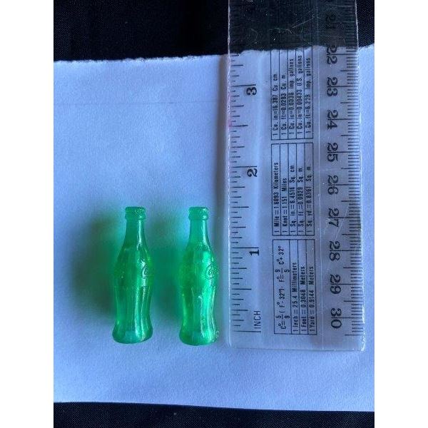 Lot Of 2 Vintage Coca Cola Mini Green Bottles