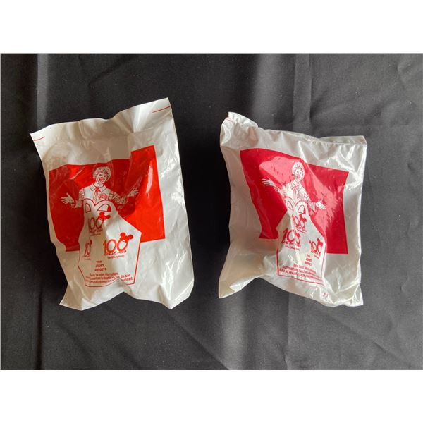 Lot Of 2 Vintage Mchappy Meal Toys - 100 Years Of Magic - New