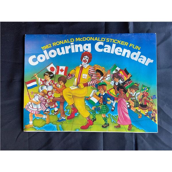 Vintage 1982 Ronald Mcdonald Sticker Fun Colouring Calendar