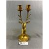 Image 2 : 7" H Brass Fisherman Figure & 10.5" H Brass Deer Candles Holder