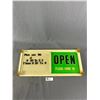Image 2 : Vintage Sliding Open/Close Store Front Door/Window Sign. Approx. 22.5" x10"