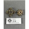 Image 1 : 2 Vintage Rhinestone Brooches