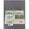 Image 2 : 5 Vintage Canadian $1 Paper Bills (1937,1967 & 1973) & 1 Canadian 1986 $2 Paper Bill