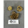 Image 2 : Lot of 3 Vintage Gold Tone Scarf Clips. One Has Rhinestones