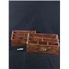 Image 1 : 2 Vintage Nicely Detailed Wood Carved Desk Organizers. Approx. 12" x 7" x 4"