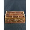 Image 2 : 2 Vintage Nicely Detailed Wood Carved Desk Organizers. Approx. 12" x 7" x 4"