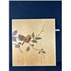Image 2 : Wood Inlay Bird Art (26" x 28") & Mirror (18.5" x 22") NO SHIPPING